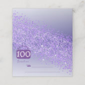 100e verjaardagsfeest Paarse glitter Plaatskaartje (Buitenkant ongevouwen)