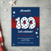 100e Verjaardagsfeest Patriottisch Rood Wit Blauw Kaart