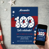 100e Verjaardagsfeest Patriottisch Rood Wit Blauw Kaart