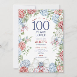 100e verjaardagsfeest, rood wit en blauw, 4 juli kaart