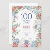 100e verjaardagsfeest, rood wit en blauw, 4 juli kaart (Voorkant / Achterkant)