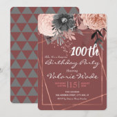 100e Verjaardagsfeest Roze Rozen Kaart (Voorkant / Achterkant)