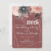 100e Verjaardagsfeest Roze Rozen Kaart (Voorkant)