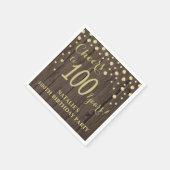 100e verjaardagsfeest rustiek hout en gouden diama servet (Hoek)