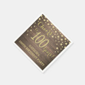 100e verjaardagsfeest rustiek hout en gouden diama servet (Hoek)