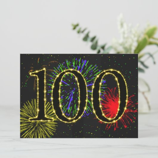 100e verjaardagsfeest uitnodigen kaart (Staand voorkant)