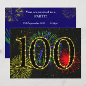 100e verjaardagsfeest uitnodigen kaart (Voorkant / Achterkant)