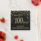 100e verjaardagsfeest zwart en goud diamant servet (Insitu)