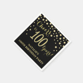 100e verjaardagsfeest zwart en goud diamant servet (Hoek)