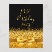 100e verjaardagsfeest zwarte gouden boog-uitnodigi briefkaart (Voorkant)