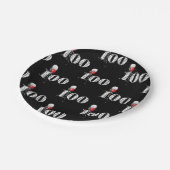 100e verjaardagsfeestballonnen op zwart papieren bordje (Gekanteld)