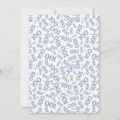 100e verjaardagsfeestje blauw/wit nummerpatroon kaart (Achterkant)