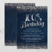 100e verjaardagsfeestje Denim & Diamonds uitnodigi Kaart (Voorkant / Achterkant)