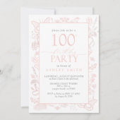 100e verjaardagsfeestje Elegant Blush Roze Bloemen Kaart (Voorkant)