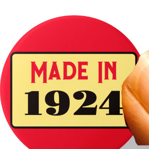 100e verjaardagsfeestje geboren 1924 90 pin ronde button 7,6 cm