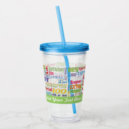 100e verjaardagsfeestje gepersonaliseerde geschenk acryl drinkbeker