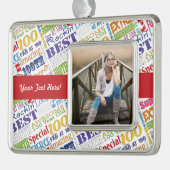 100e verjaardagsfeestje gepersonaliseerde geschenk verzilverd omlijst ornament (Links)