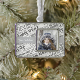 100e verjaardagsfeestje gepersonaliseerde geschenk verzilverd omlijst ornament