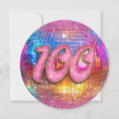 100e verjaardagsfeestje Gouden Roze Glitter Disco  Kaart (Achterkant)