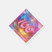 100e verjaardagsfeestje Gouden Roze Glitter Disco Servet (Hoek)