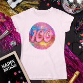 100e verjaardagsfeestje Gouden Roze Glitter Disco  T-shirt
