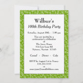 100e verjaardagsfeestje groen / wit nummerpatroon kaart (Voorkant)