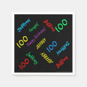 100e verjaardagsfeestje met herhalende namen Black Servetten (Voorkant)