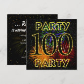 100e verjaardagsfeestje met vuurwerk kaart (Voorkant / Achterkant)