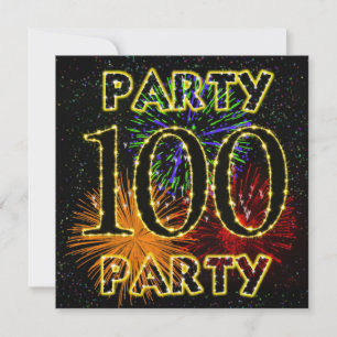 100e verjaardagsfeestje met vuurwerk kaart