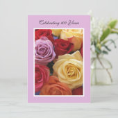 100e verjaardagsfeestje uitnodigings Rozen Kaart (Staand voorkant)