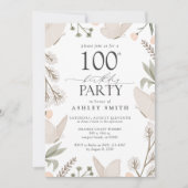 100e verjaardagsfeestje Vlinders Bloemen Neutraal Kaart (Voorkant)