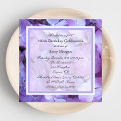 100e Verjaardagsfeestuitnodiging Paarse Hydrangeas Kaart