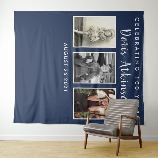100e verjaardagsfotocollage backdrop banner wandkleed (In Situ (horizontaal))