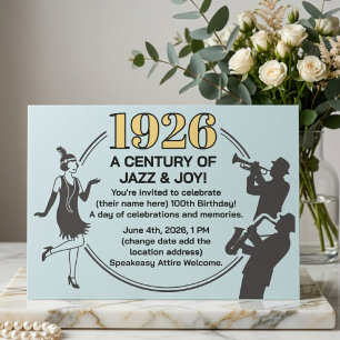 100e Verjaardagskaart 1920s Speakeasy Flapper Kaart
