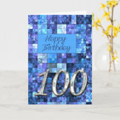 100e verjaardagskaart met abstracte vierkantjes. kaart (Gele Bloem)