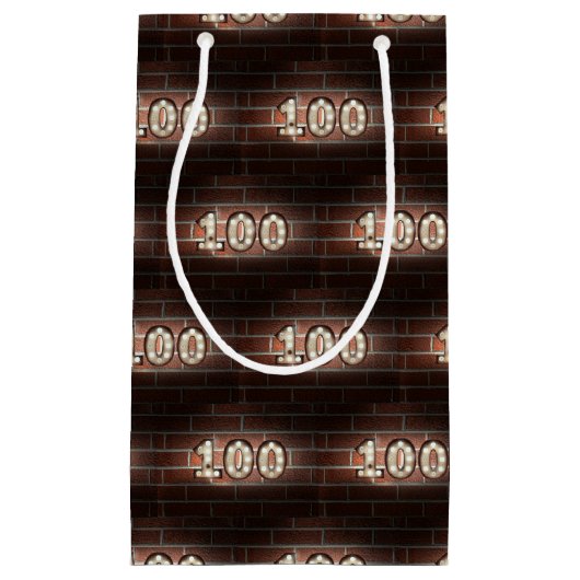 100e verjaardagsmarque licht op steen klein cadeauzakje (Voorkant)