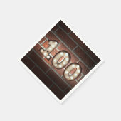 100e verjaardagsmarquee-teken op bakstenen muur servet (Hoek)