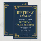 100e verjaardagsuitnodiging Verjaardagsdiner Manne Kaart (Voorkant / Achterkant)