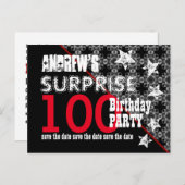 100e Verrassingsverjaardag Save the Date Diagonal  Aankondigingskaart (Voorkant / Achterkant)