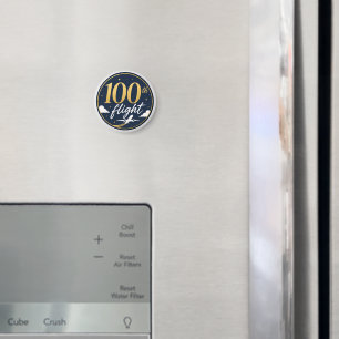 100e vlucht gouden vliegtuig reis souvenir magneet