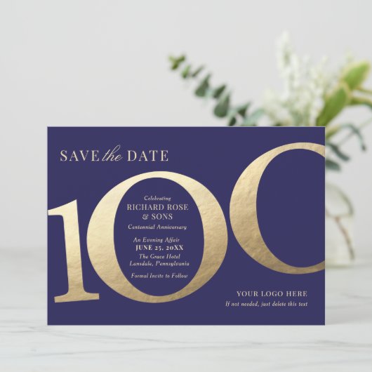 100e Zakelijke Save the Date Uitnodiging (Staand voorkant)