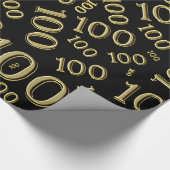 100e zwart/goud willekeurig aantal patroon groot cadeaupapier (Hoek)