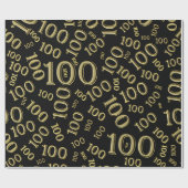 100e zwart/goud willekeurig aantal patroon groot cadeaupapier (Vlak)