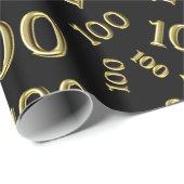 100e zwart/goud willekeurig aantal patroon groot cadeaupapier (Rol Hoek)