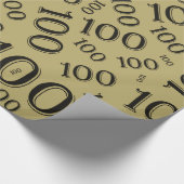 100e zwart/goud willekeurig aantal patroon groot cadeaupapier (Hoek)