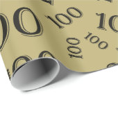 100e zwart/goud willekeurig aantal patroon groot cadeaupapier (Rol Hoek)