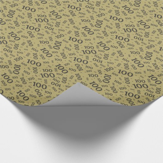 100e zwart/goud willekeurig aantal patroon klein cadeaupapier (Hoek)
