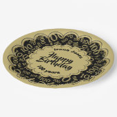 100e zwart/goud willekeurig getallenpatroon papieren bordje (Gekanteld)