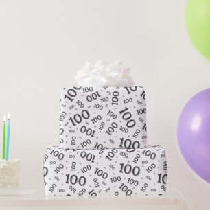 100e zwart/wit willekeurig aantal patroon medium cadeaupapier