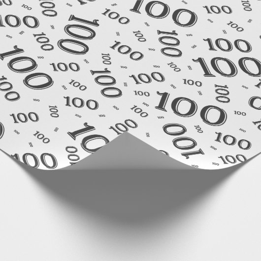 100e zwart/wit willekeurig aantal patroon medium cadeaupapier (Hoek)